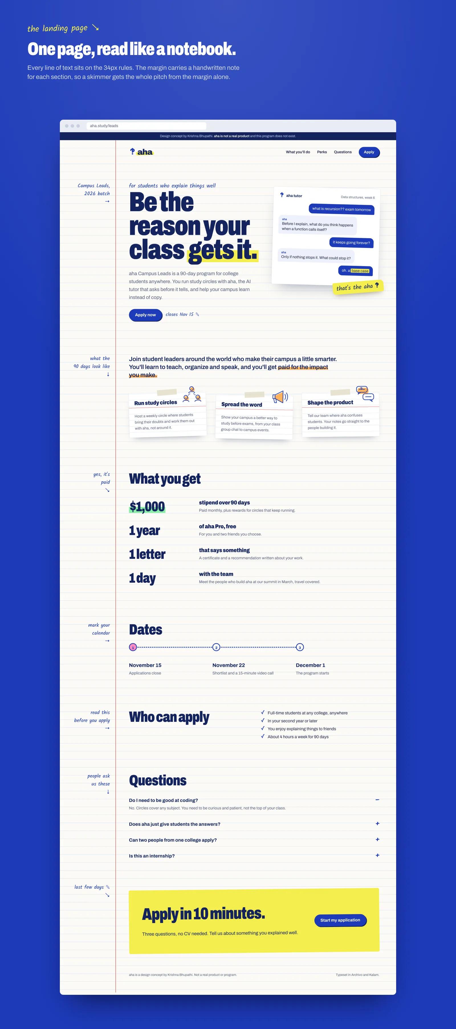 The Campus Leads landing page on desktop