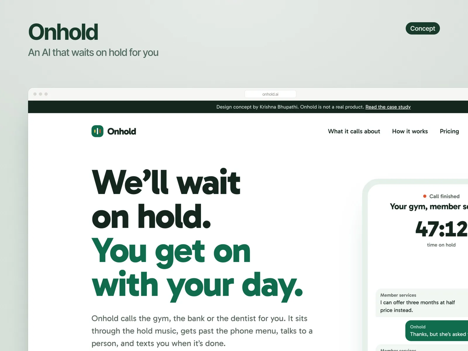Final Onhold landing page